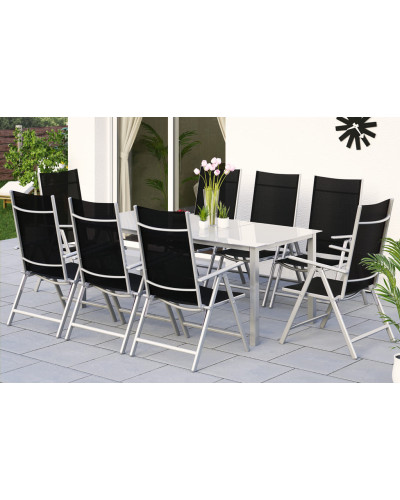 Gartenmöbel Set Alu 9-tlg. 8 Personen Sitzgruppe Bern